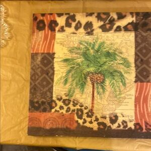 Tropical Palm Tree Art Print with Leopard Accents